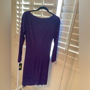 Deep purple cocktail dress.